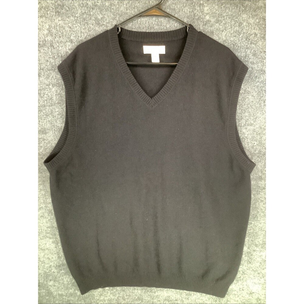 John W Nordstrom 100% Cashmere Sweater Vest Mens XXL Black V Neck